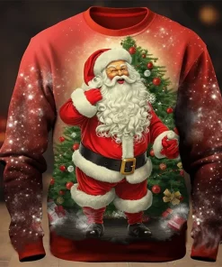red 3d santa christmas sweatshirt