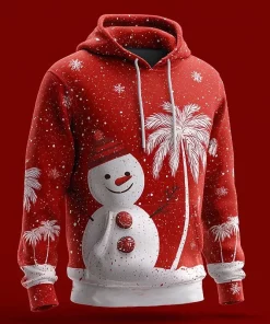 red christmas snowman 3d hoodie