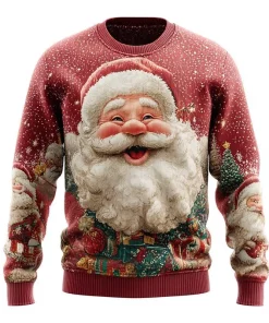 red santa claus 3d christmas sweater